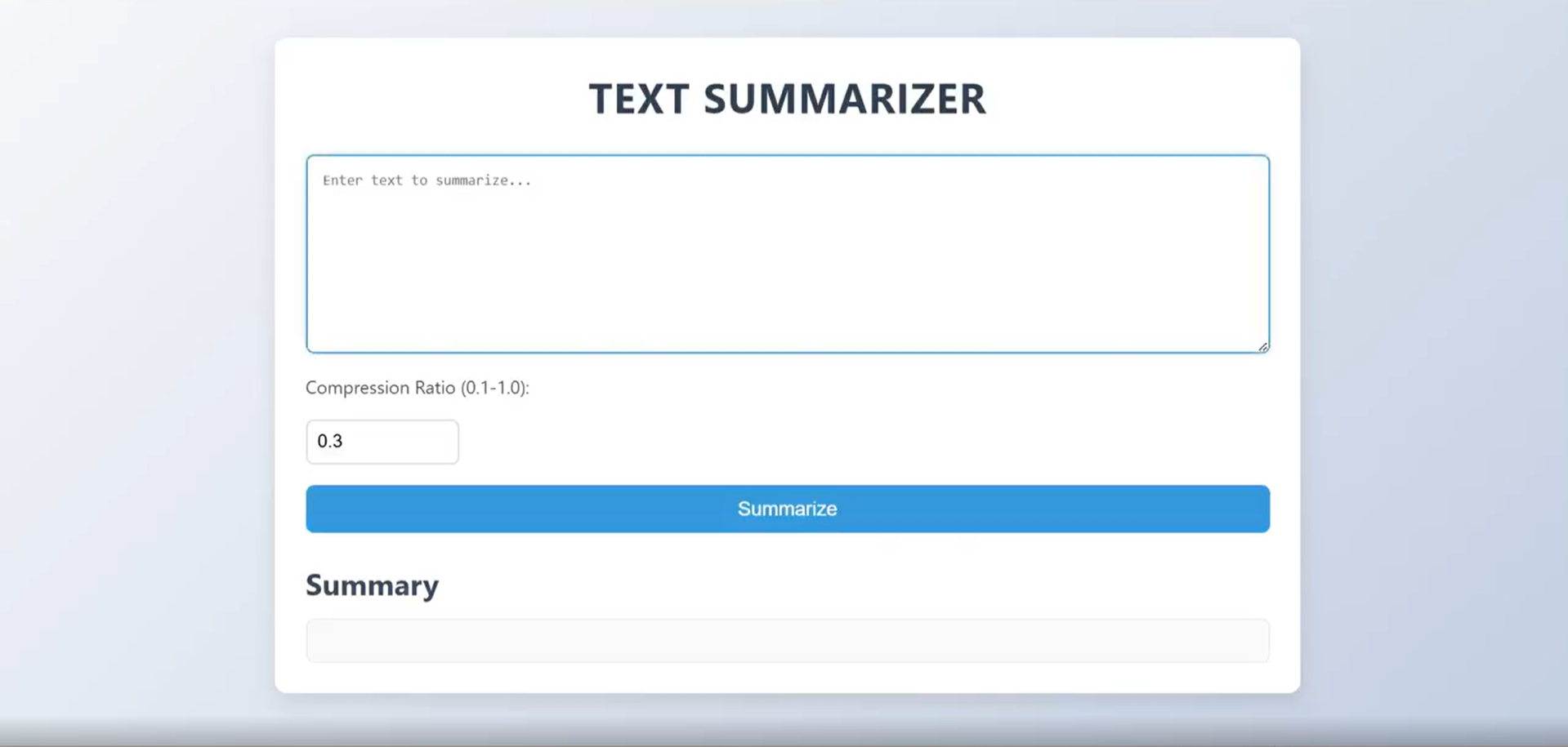 AI Text Summarizer Natural Language Processing Application